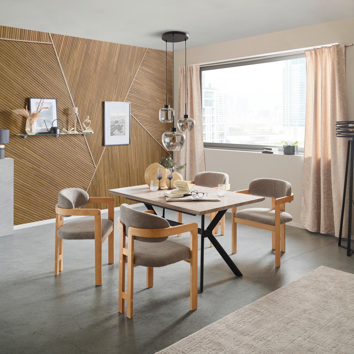 Armlehnstuhl Sally Grau Gepolstert - Eichefarben/Grau, MODERN, Holz/Textil (60/80/52cm) - MID.YOU