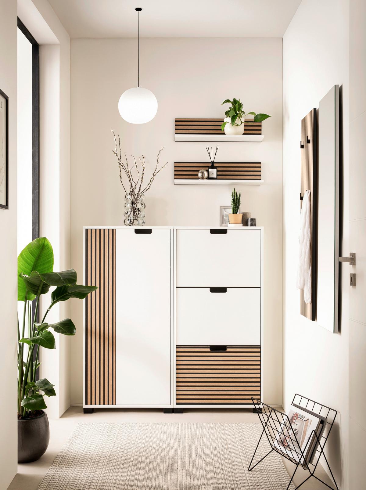 Unterschrank Weiß/Eichefarben B: 59,8 cm - Eichefarben/Schwarz, Design, Holzwerkstoff (59,8/85,2/19,55cm) - MID.YOU