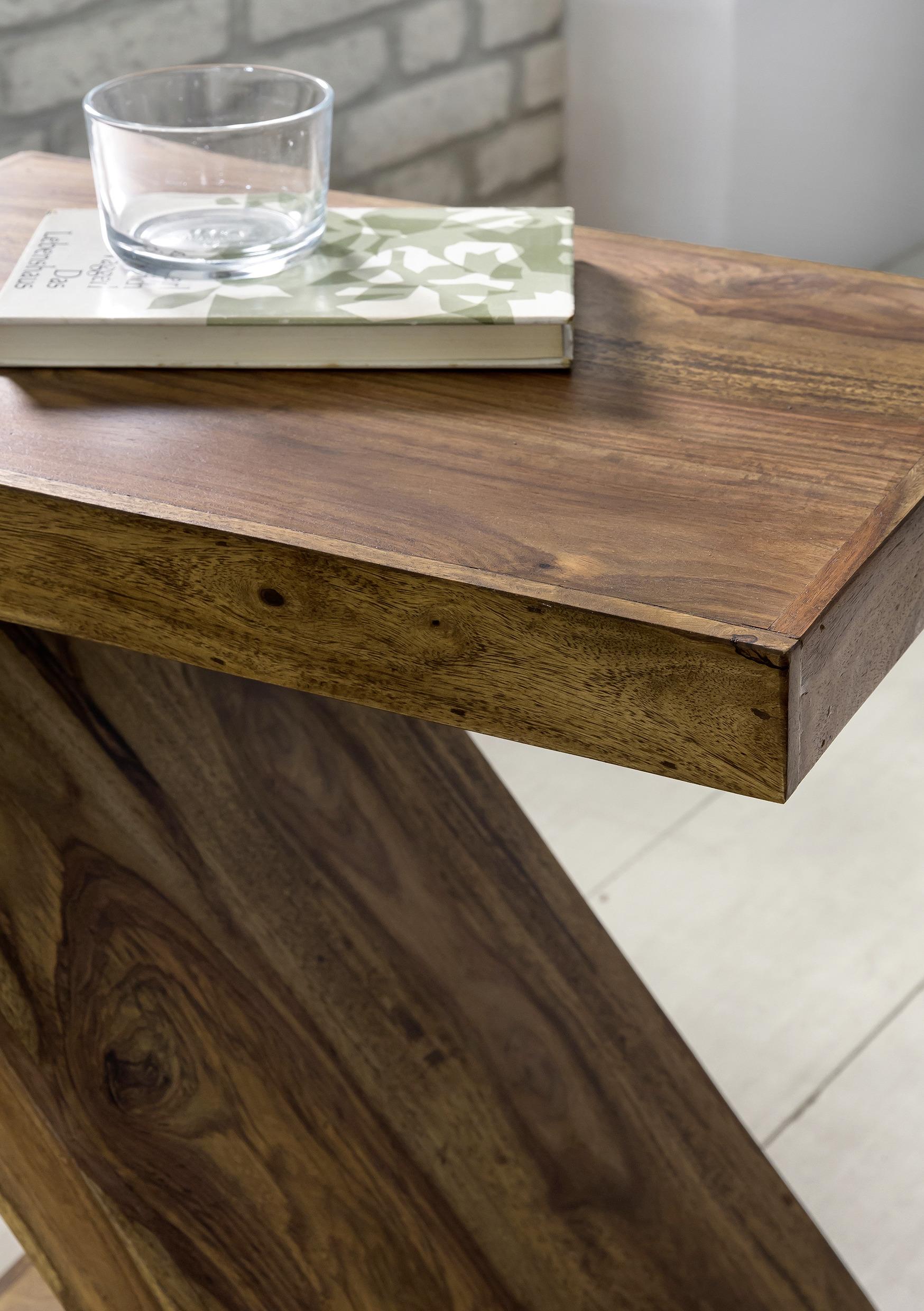 Beistelltisch Mumbai aus Sheesham Massivholz in Z-Form Top