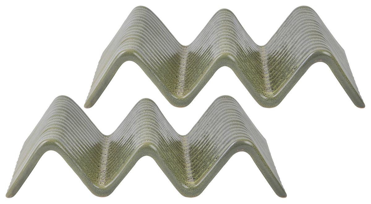 Servierschalenset Aus Keramik Street, 22x10,5 cm, 2--teilig. - Grün, Basics, Keramik (10,5/22cm) - Creatable