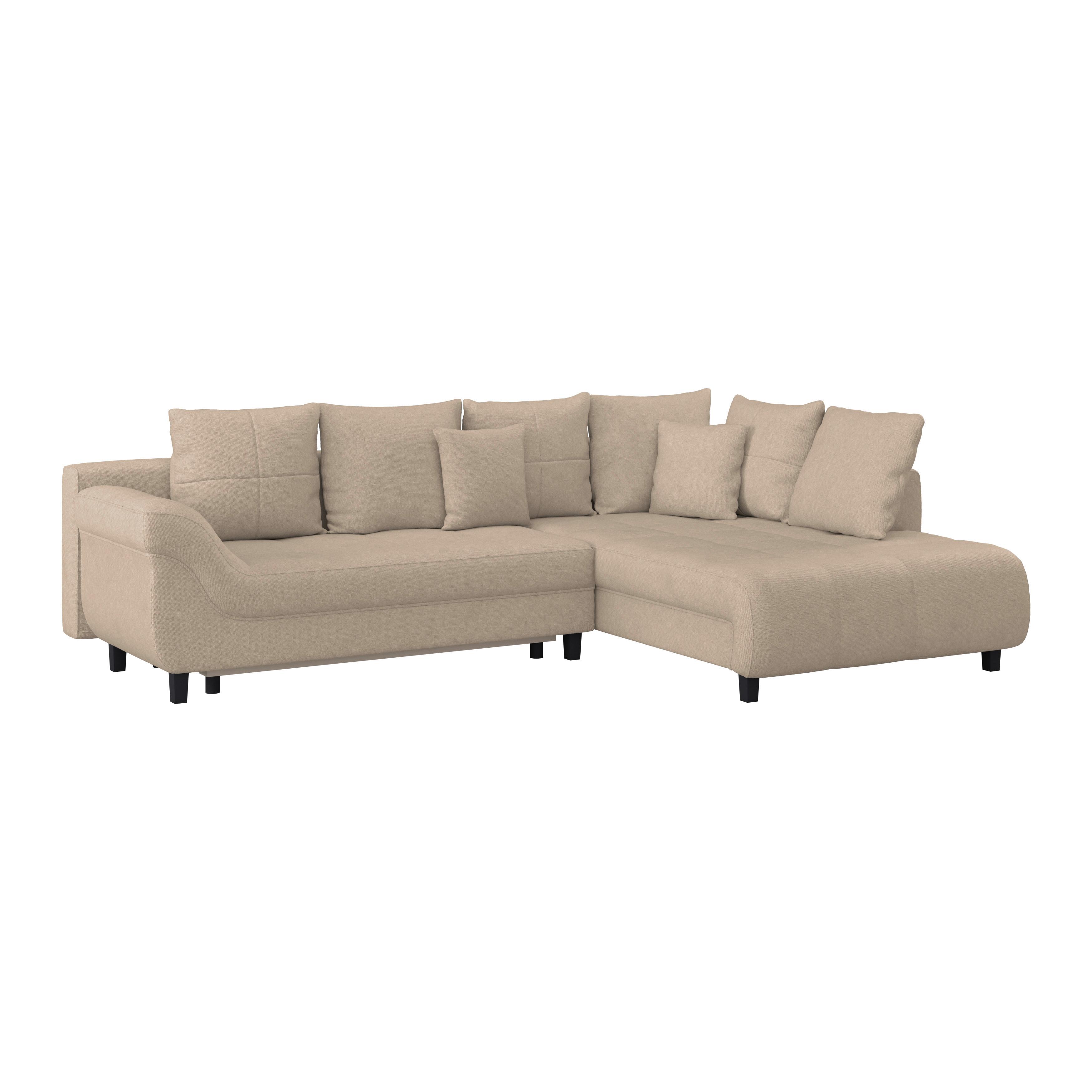 Ecksofa Mendoza - Beige/Schwarz, Design, Textil (309/197cm) - Ondega