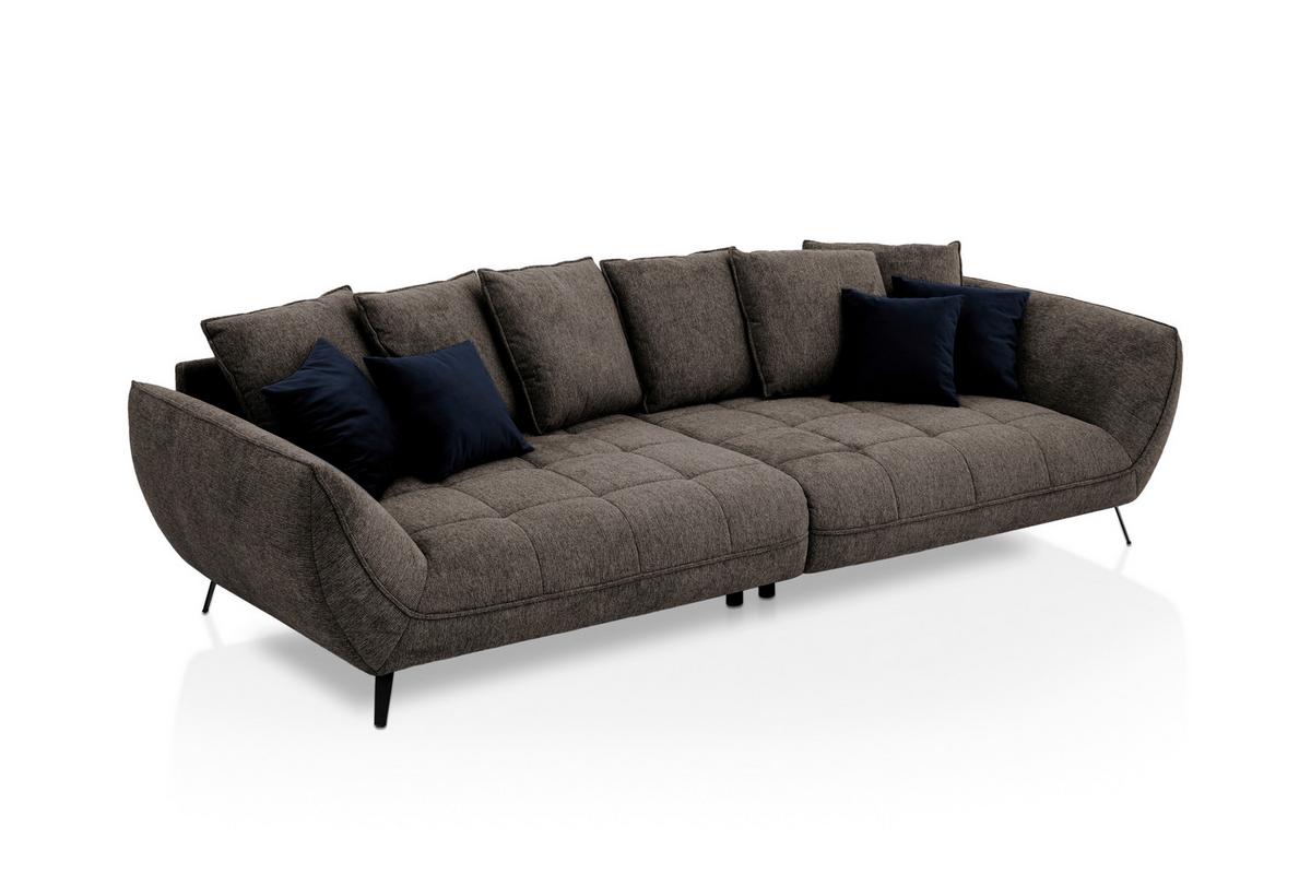 Bigsofa Triton Braun B: 311 Cm - Schwarz/Dunkelblau, Design, Textil (311/95/130cm) - Livetastic