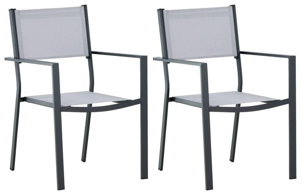 Gartensessel Stapelbar Copacabana Aluminium - Schwarz/Grau, KONVENTIONELL, Textil/Metall (56,5/88/61cm) - Gardenson