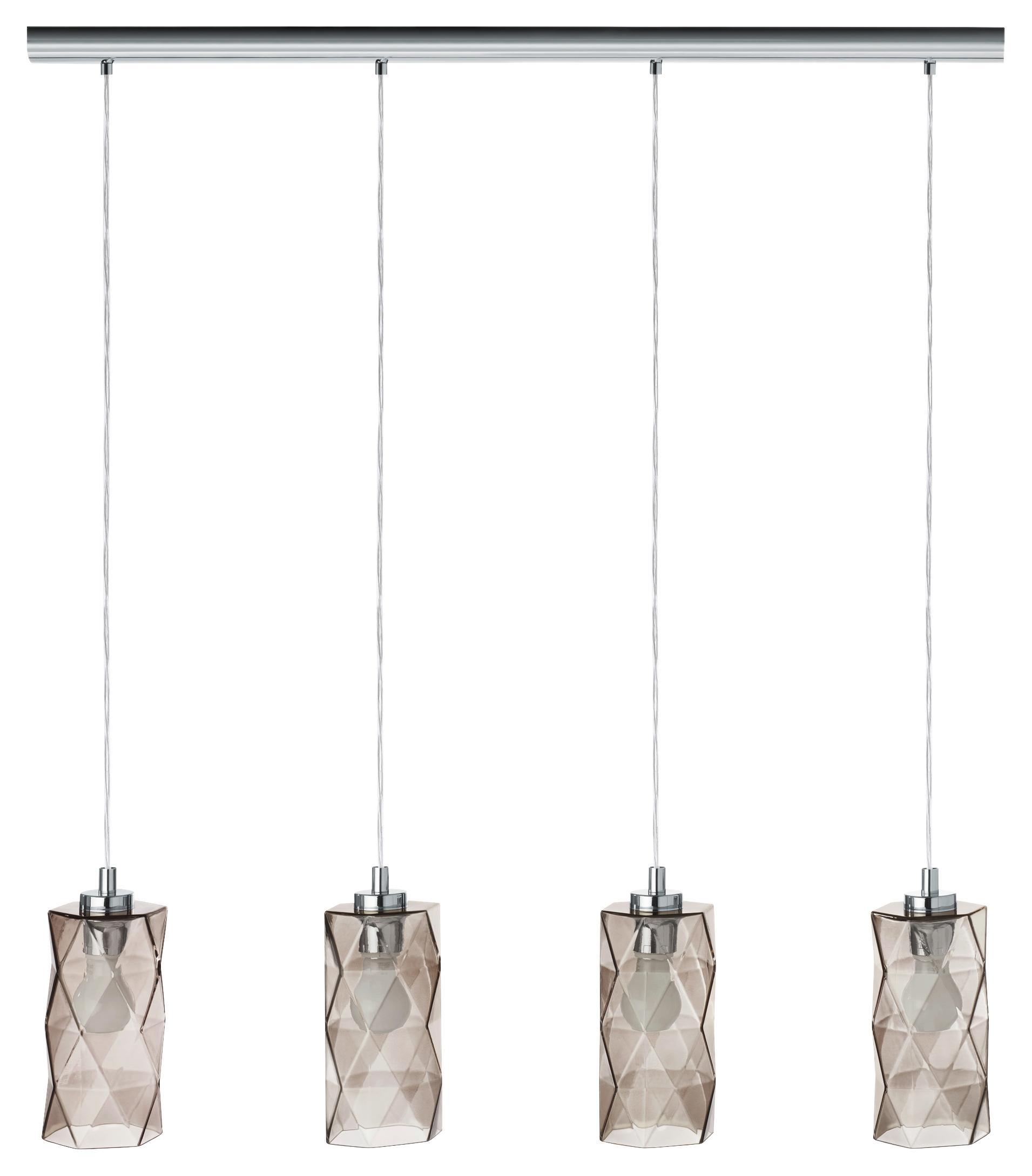 Hängeleuchte Estevau - Klar/Schwarz, MODERN, Glas/Metall (97,5/12/110cm)