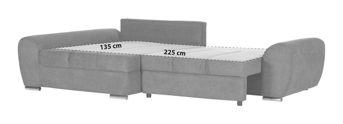Ecksofa Mit Bettkasten Glasgow Dunkelgrau 175x270 Cm - Hellbraun/Chromfarben, KONVENTIONELL, Textil (175/270cm) - MID.YOU