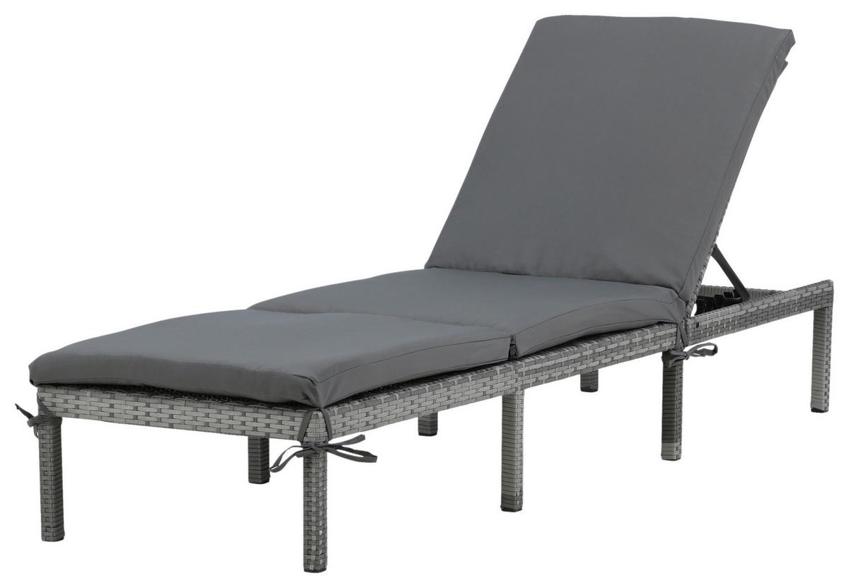 Sonnenliege Bilbao Kunststoffgeflecht - Grau, KONVENTIONELL, Kunststoff/Textil (59/84/198cm) - Gardenson