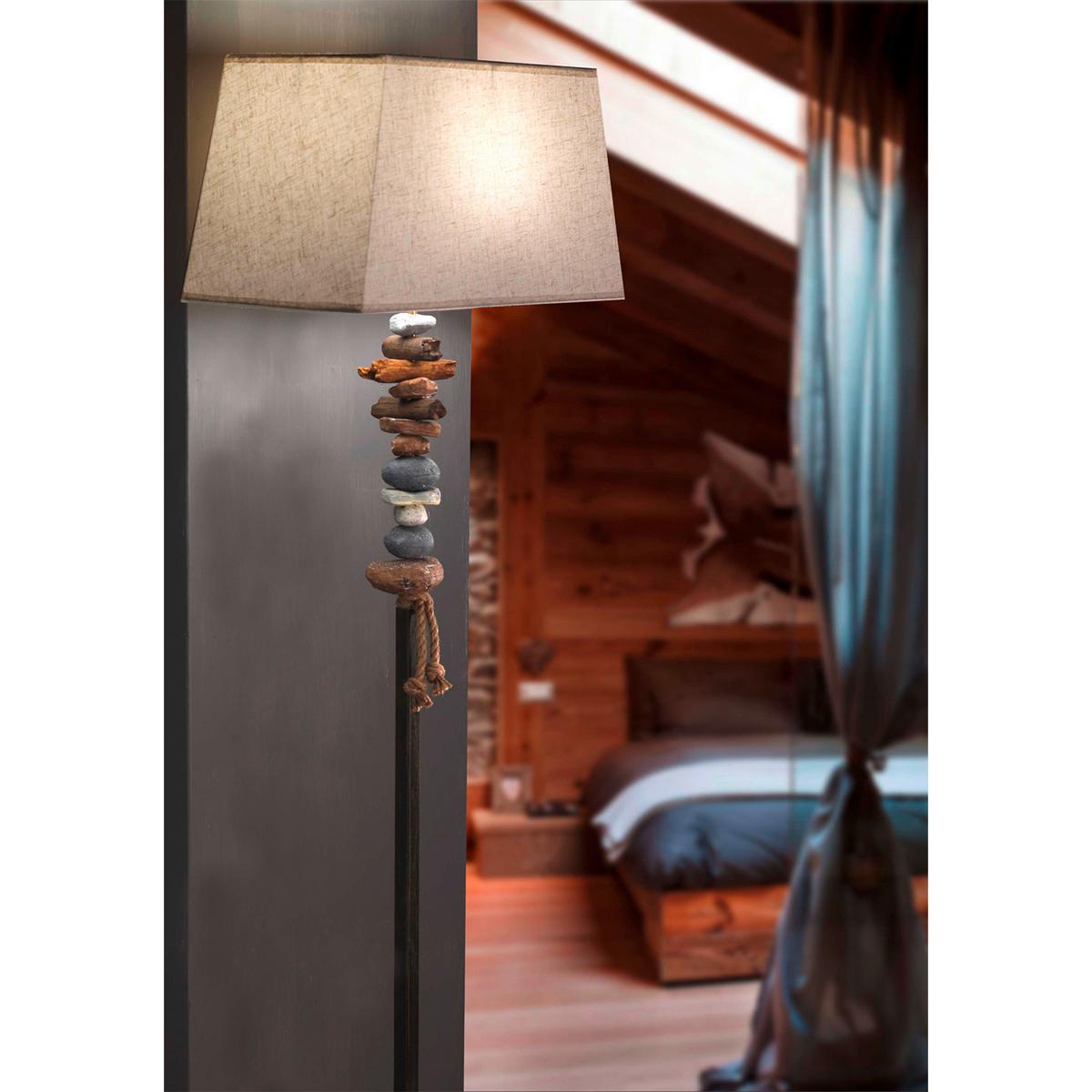 Stehleuchte 4848/pt - Schwarz/Weiß, Natur, Textil/Stein (45/25/170cm)