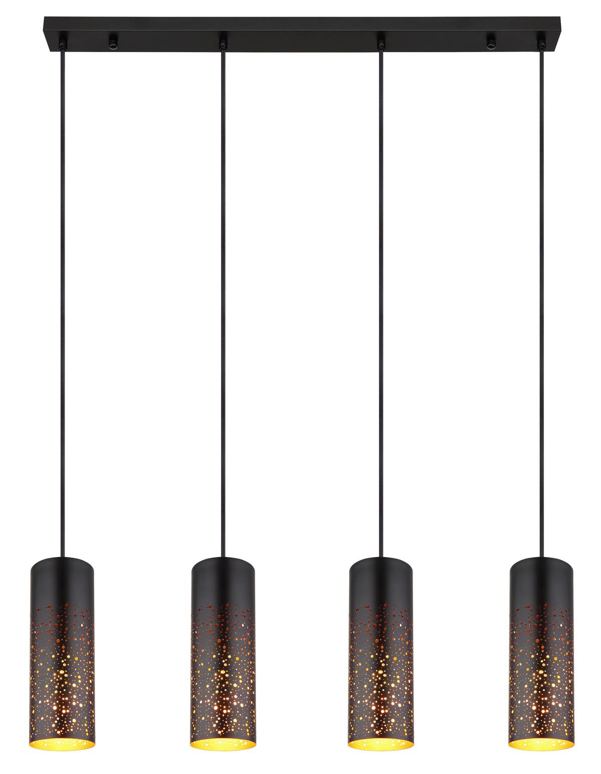 Függőlámpa 21005-4h - fekete/aranyszínű, Design, fém (80/10/150cm) - Globo