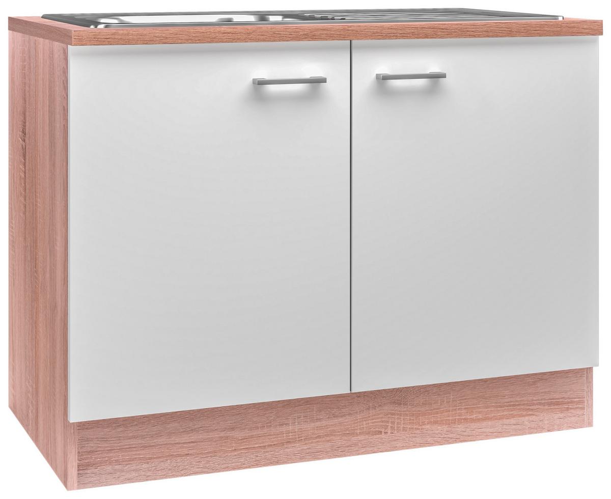 DŘEZOVÁ SKŘÍŇKA SAMOA  DSPU 100 ES - bílá/Sonoma dub, Konvenční, kompozitní dřevo/plast (100/85/57cm)