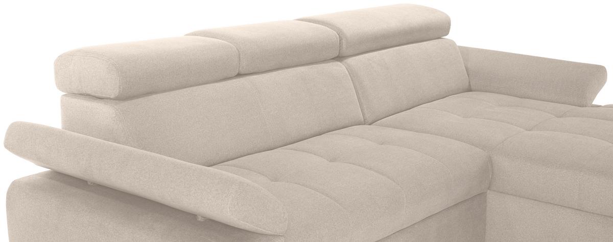 Ecksofa mit Bettkasten Perry Beige 292x183 cm - Beige/Silberfarben, Design, Textil (292/183cm) - Livetastic