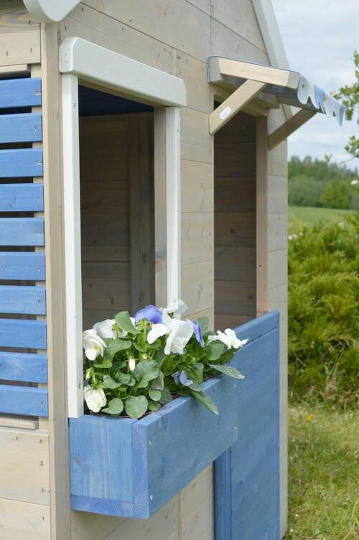 Spielhaus Delfin Blau/naturfarben, B: 120 Cm - Blau/Naturfarben, KONVENTIONELL, Holz (120/155/120cm)