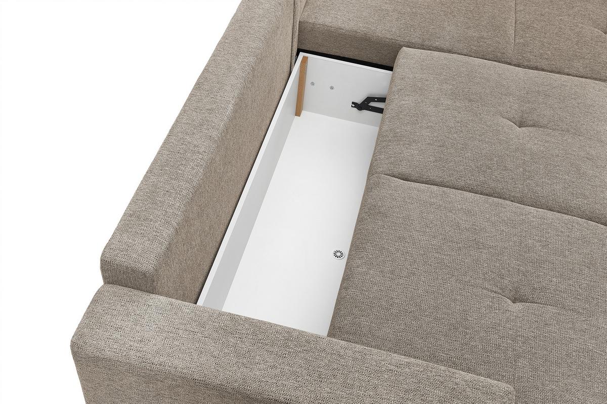 Ecksofa Texas Recr-Rechts Hellbraun S: 259x203 cm - Hellbraun/Schwarz, KONVENTIONELL, Holz (259/92/203cm)