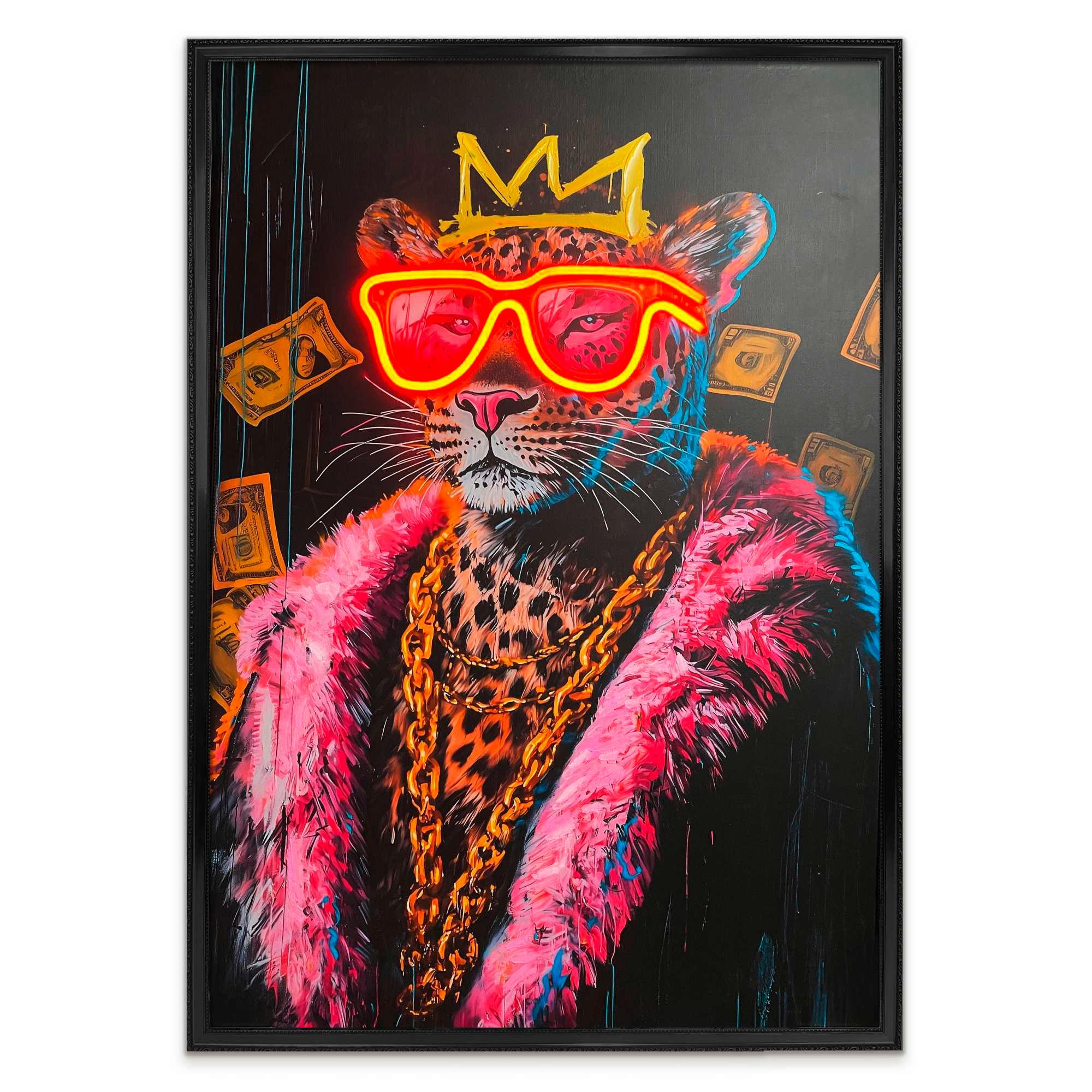 Bild Neon Black Pimpin Leo - Pink/Schwarz, Basics, Holzwerkstoff/Kunststoff (70/100/3,5cm)