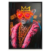 Bild Neon Black Pimpin Leo - Pink/Schwarz, Basics, Holzwerkstoff/Kunststoff (70/100/3,5cm)