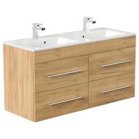 WASCHTISCHKOMBI Homeline, Eichefarben B: 120cm - Eichefarben/Weiß, Basics, Keramik/Holzwerkstoff (120cm) - MID.YOU