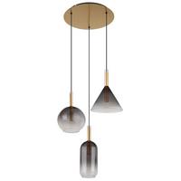 Hängeleuchte 16045-3h - Klar/Messingfarben, Design, Glas/Metall (43/150cm) - Globo