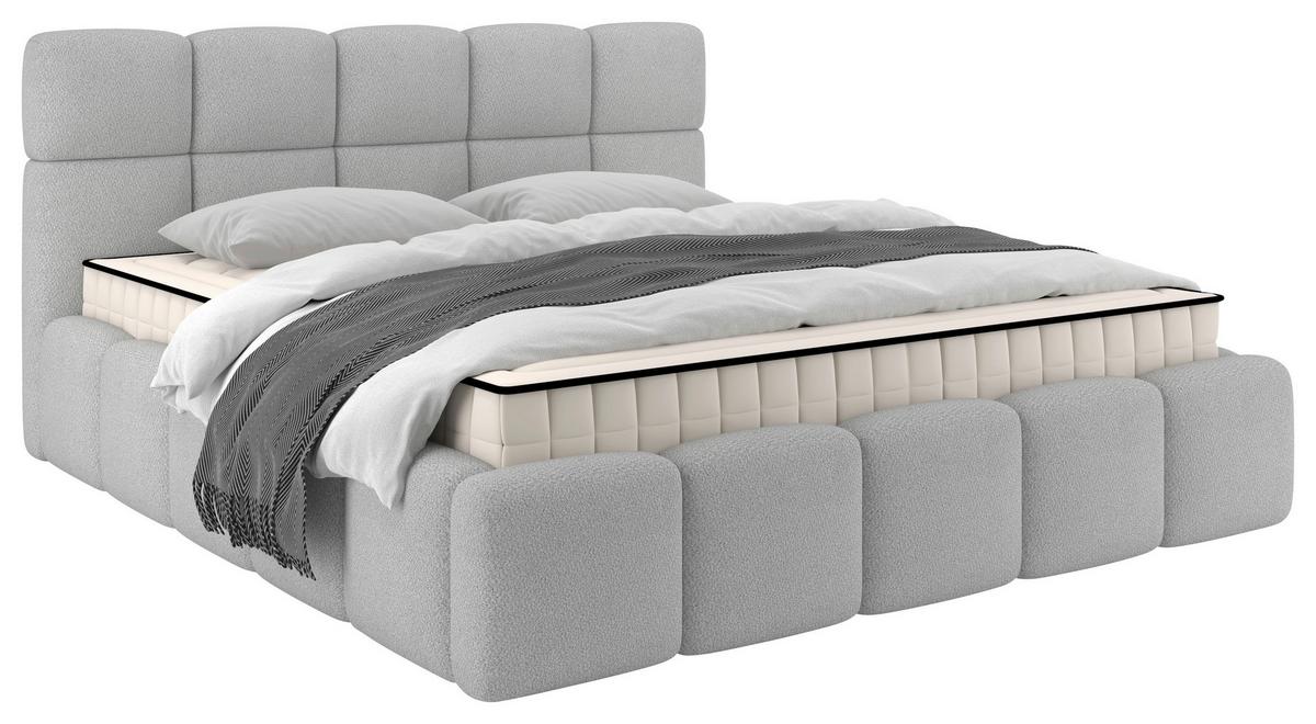 Polsterbett Cloudy M. Matratze Silberfarben, Lf: 180x200 Cm - Silberfarben, Trend, Holz/Holzwerkstoff (180/200cm) - Luca Bessoni