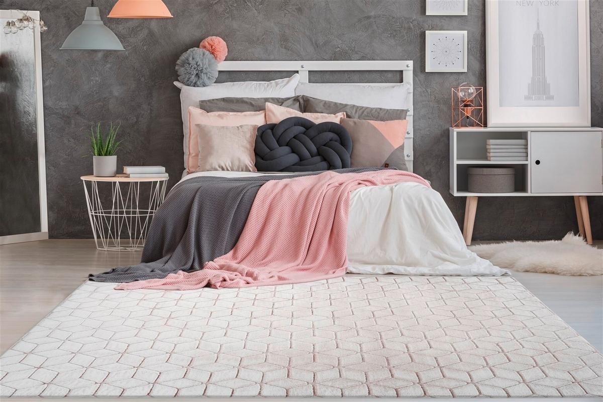 Teppich Weiß, Roségold Vivica 125, BxL: 160x230 cm - Roségold/Weiß, KONVENTIONELL, Textil (160/230cm)