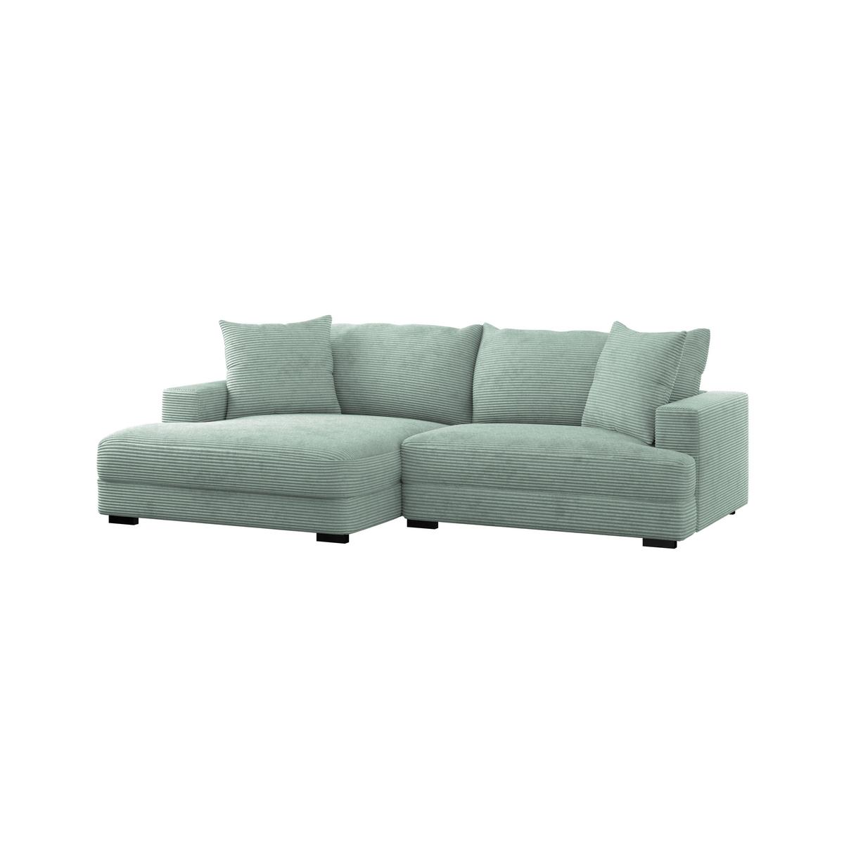 Ecksofa Pelle m. Kissen mintgrün Cord 180x265cm - Schwarz/Mintgrün, MODERN, Textil (180/265cm)