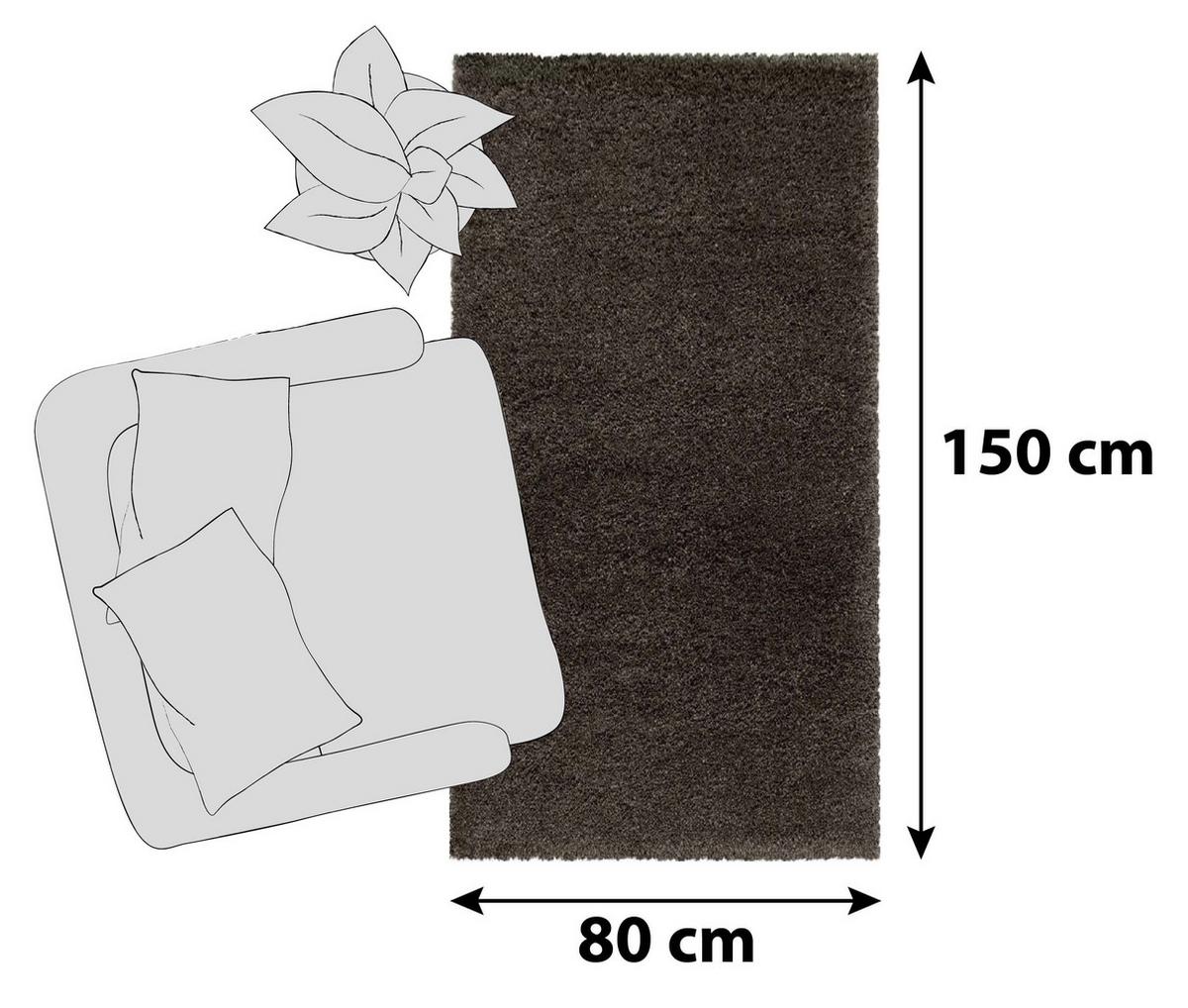 Hochflor Teppich Braun Naturfaser Fluffy 80x150 cm - Braun, Basics, Textil (80/150cm)