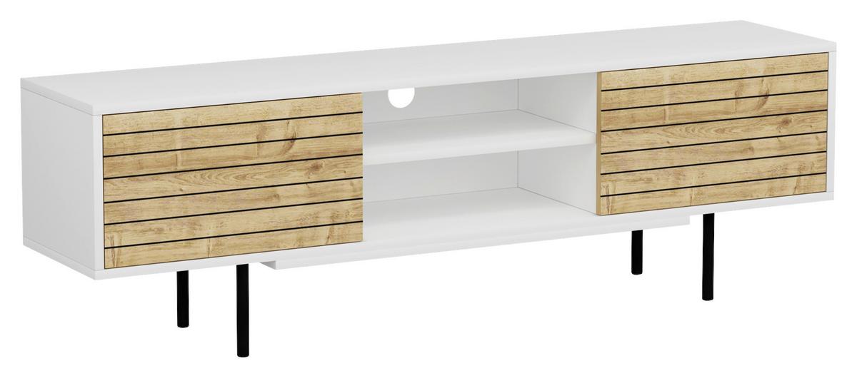Nízká komoda, bílá - bílá/černá, Design, kompozitní dřevo (160/50,5/35cm) - Livetastic