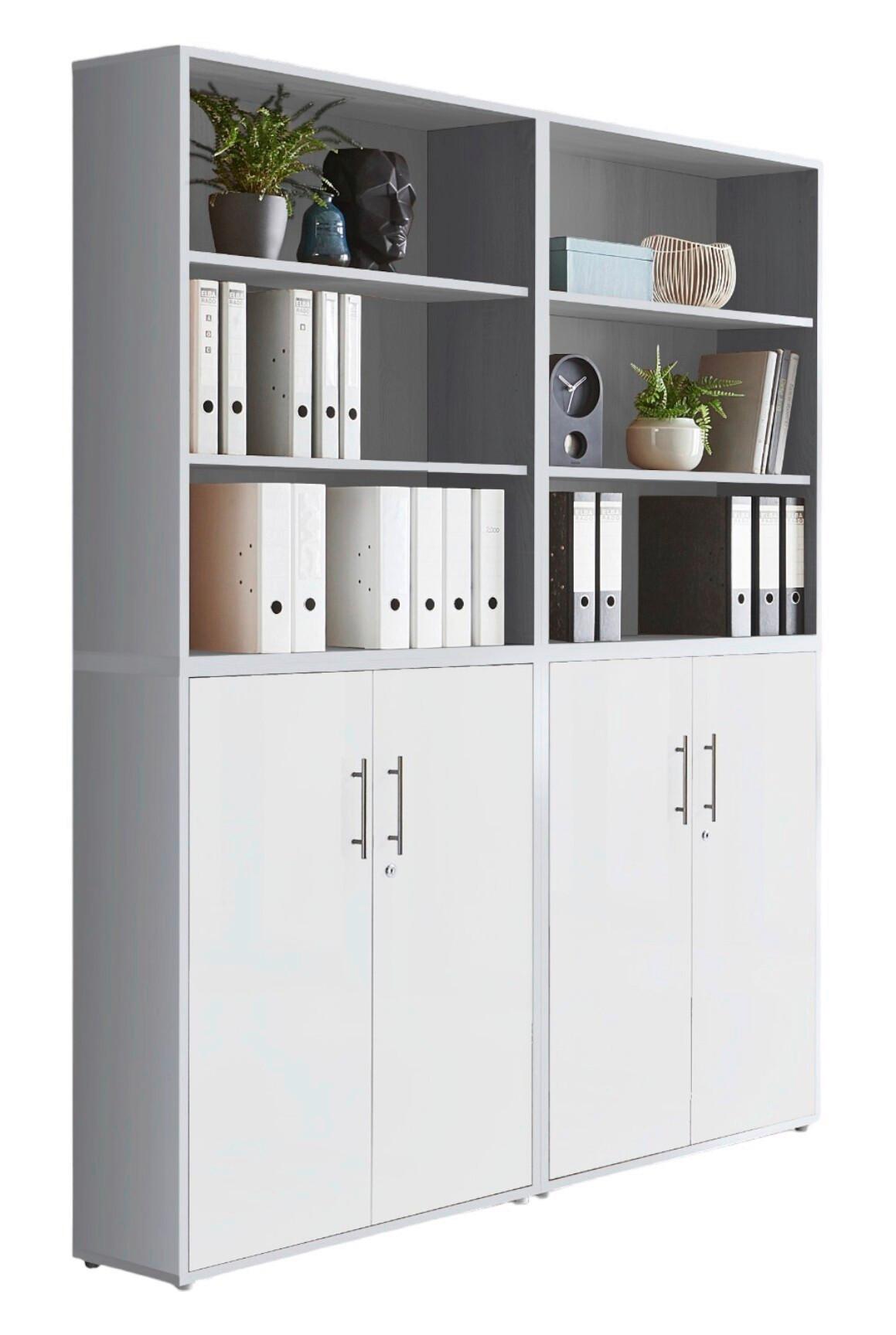 Office Edition B: 168,6 cm Grau/Weiß - Weiß/Grau, MODERN, Holzwerkstoff (168,8/227,2/33cm) - MID.YOU