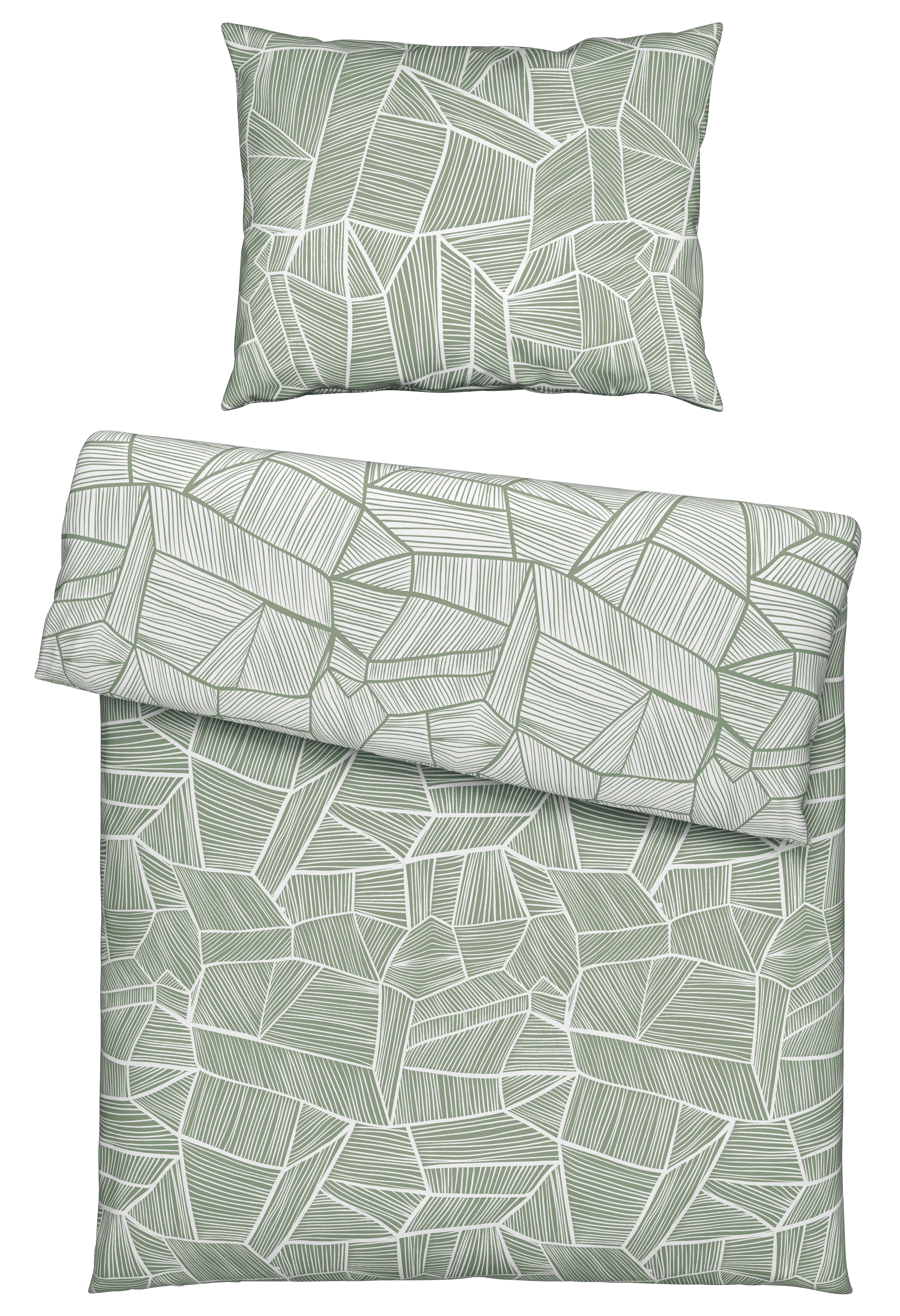 Obojstranná Posteľná Bielizeň Tessa Wende, 140/200cm, Zelená - olivovozelená/biela, Konvenčný, textil (140/200cm) - Modern Living