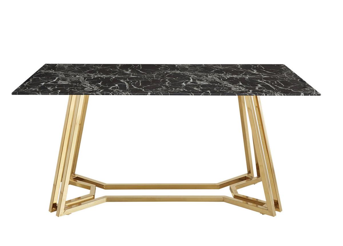 Esstisch Weiß/chromfarben B: 160 Cm - Goldfarben/Schwarz, MODERN, Glas/Metall (160/90/76cm) - Livetastic