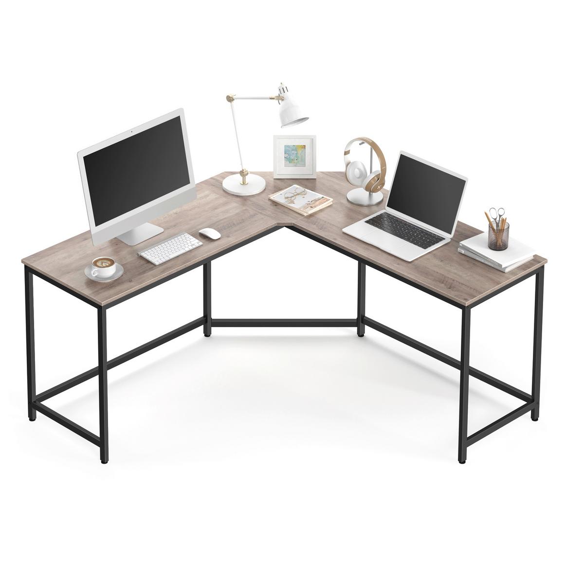 Eckschreibtisch Iron B: 149 Cm, H:  75 Cm - Eiche grau/Schwarz, Basics, Holzwerkstoff/Metall (149/149/75cm) - Boxxx