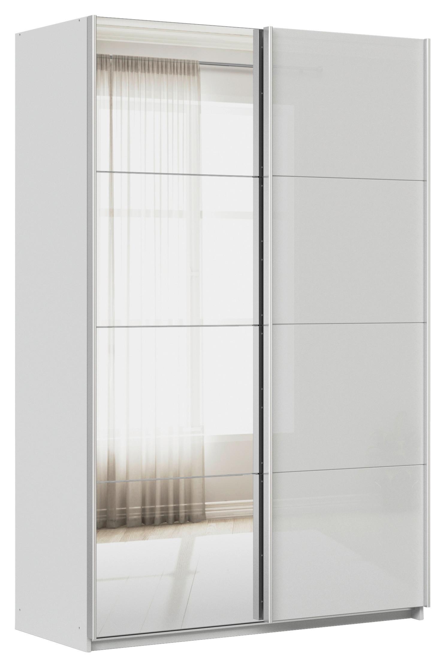 Schwebetürenschrank Mit Spiegel B: 136cm Feldkirch - Grau Hochglanz/Silberfarben, MODERN, Glas/Holzwerkstoff (136/210/62cm)