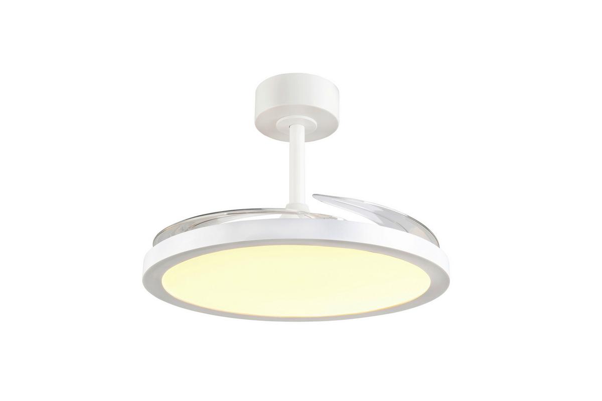 Deckenventilator Kasfjord Weiß Transparent D: 107 cm - Transparent/Weiß, KONVENTIONELL, Kunststoff/Metall (107/35cm)