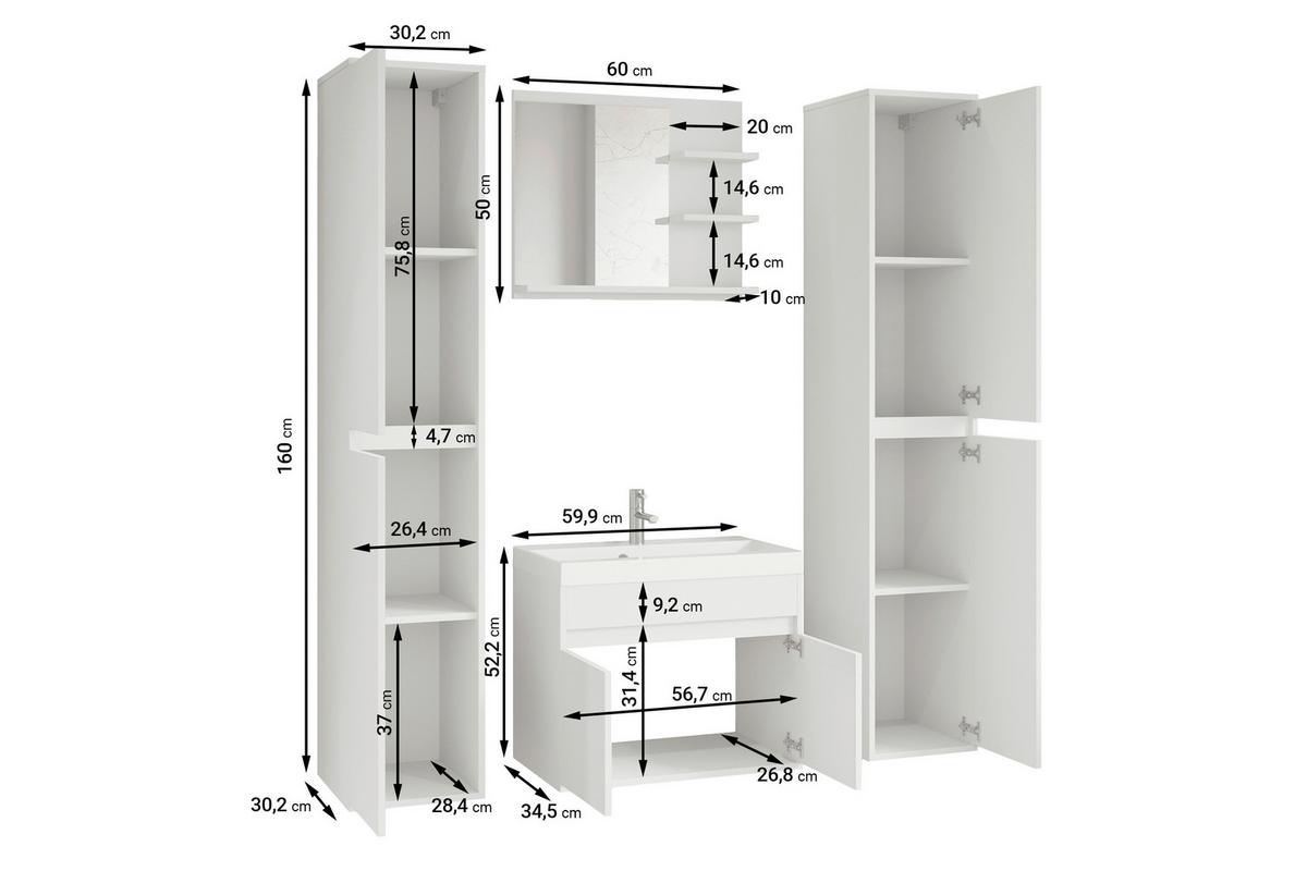 Badmöbel-Set 5-Tlg. Cyprus II B: 120,4 cm Kastanie/Anthrazit - Kastanienfarben/Anthrazit, LIFESTYLE, Keramik/Holzwerkstoff (120,4cm) - P & B
