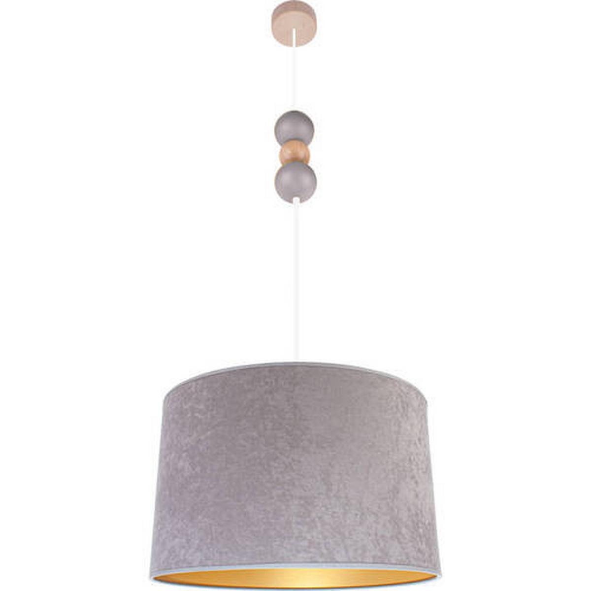 Hängeleuchte 8553212 Pendel Bolla 40 - Grau - Naturfarben/Grau, Basics, Holz (40/110cm)