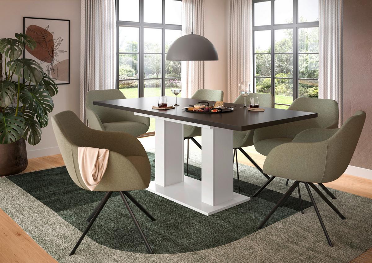 Ausziehtisch Marlon 150 Az Grau/weiß, B:150-190 Cm - Weiß/Grau, KONVENTIONELL, Holzwerkstoff (150-190/90/76cm)