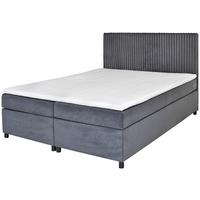 Boxbett Mit Topper 160x200 Cm Grau - Schwarz/Grau, Basics, Holz/Textil (160/200cm) - Livetastic