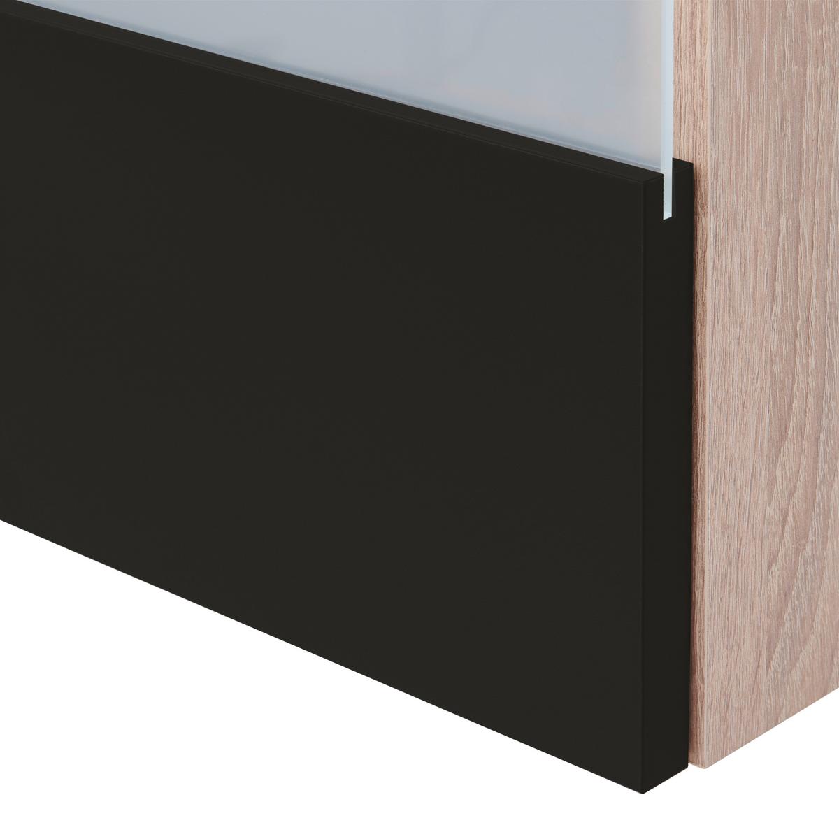 Küchenzeile Economy mit Geräten 310 cm Schwarz/Eiche Dekor - Eichefarben/Schwarz, Basics, Holzwerkstoff (310cm) - Respekta