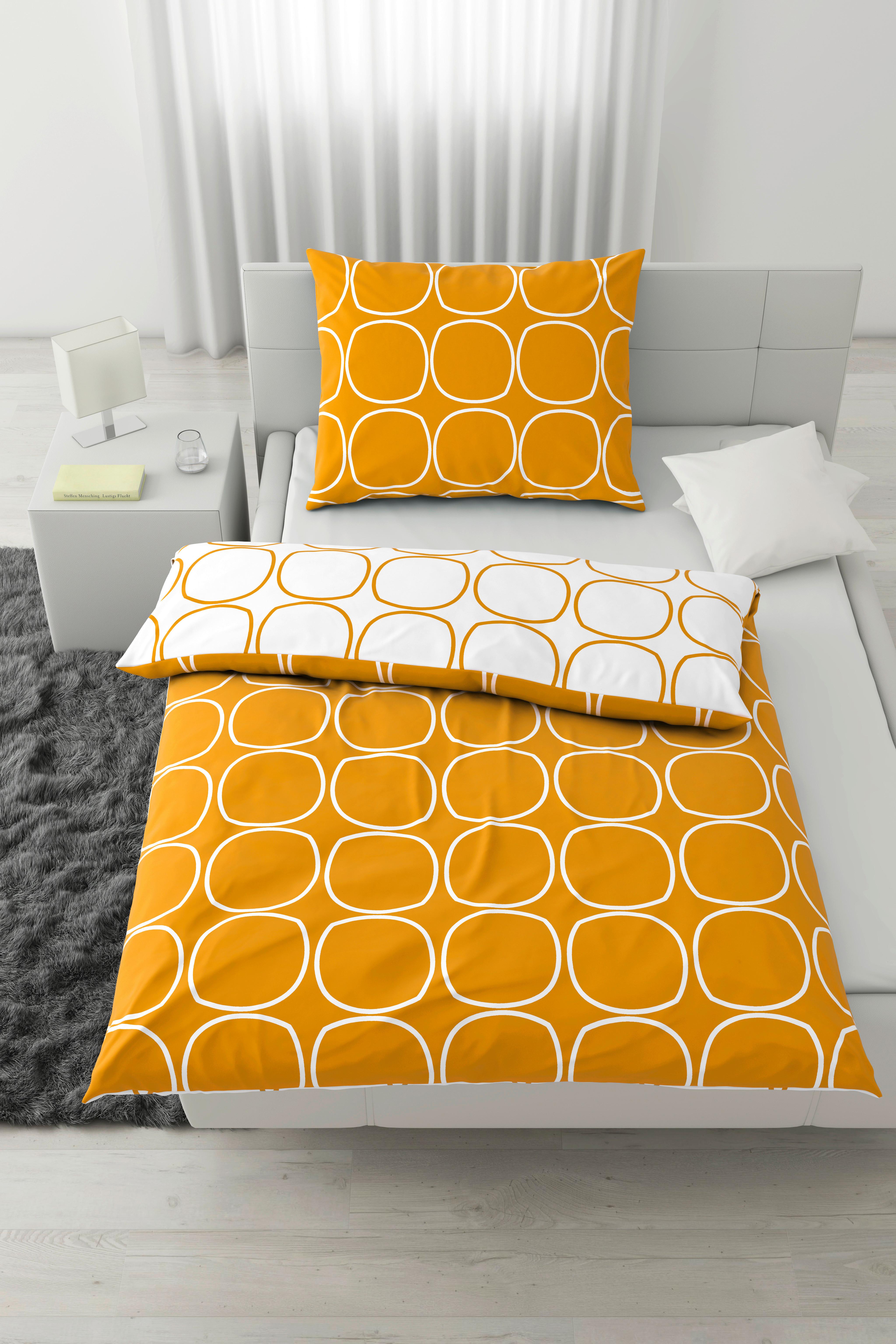 Obojstranná Posteľná Bielizeň Reggie Wende, 140/200cm - žltá/biela, Konvenčný, textil (140/200cm) - Modern Living