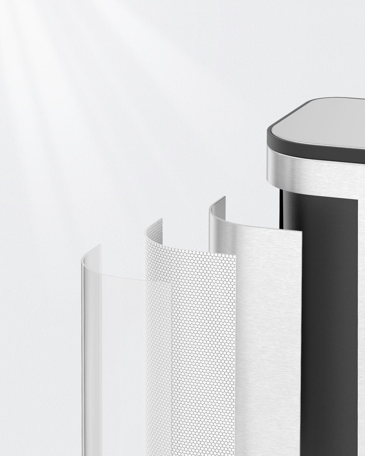 Abfallsammler Silberfarben B: 36,6cm - Silberfarben/Schwarz, Basics, Kunststoff/Metall (36,6/42,5/30cm)