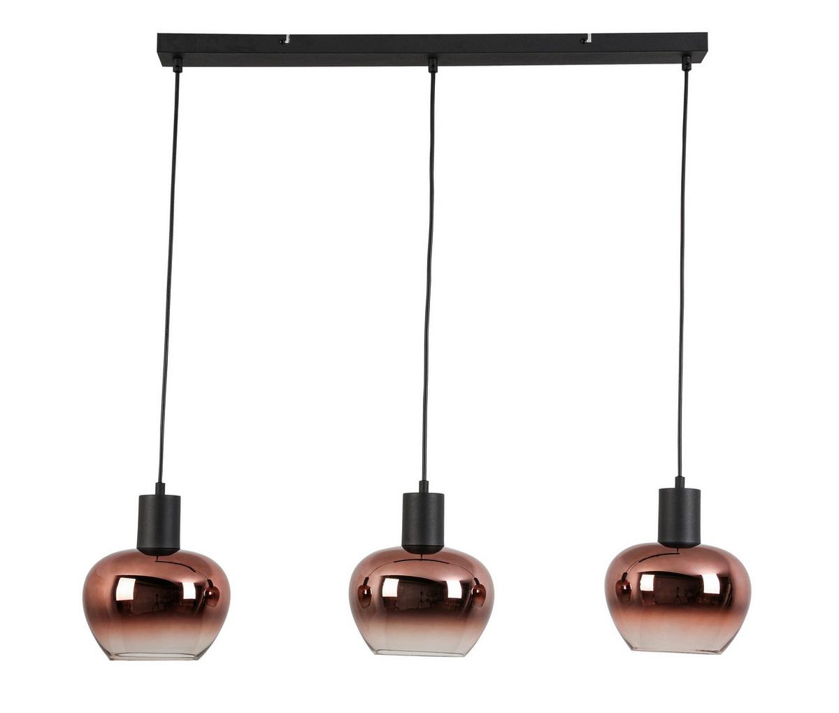 Hängeleuchte Sani - Schwarz/Kupferfarben, MODERN, Glas/Kunststoff (86/18/120cm) - James Wood
