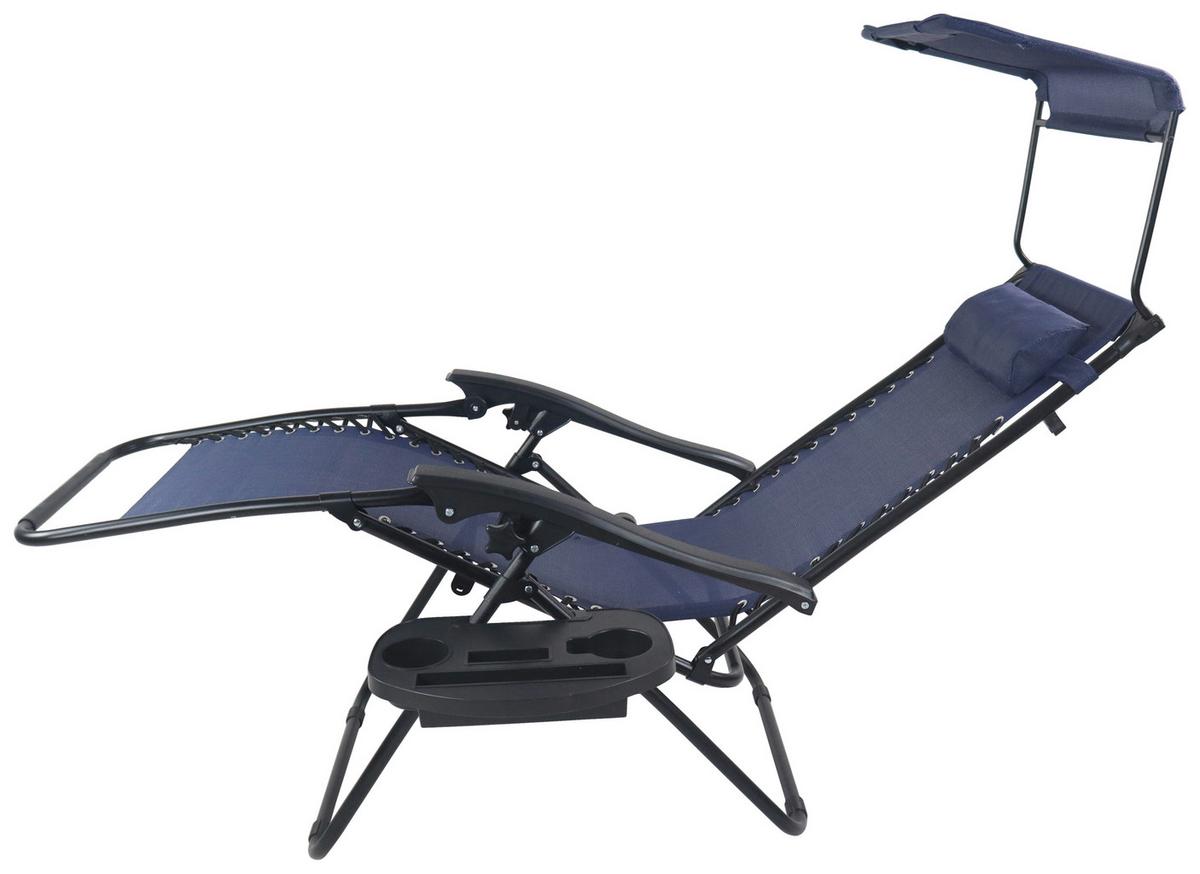 Gartenliege Maltosa Xl Klappbar, Blau - Blau, MODERN, Textil/Metall (51/133/91cm) - Gardenson