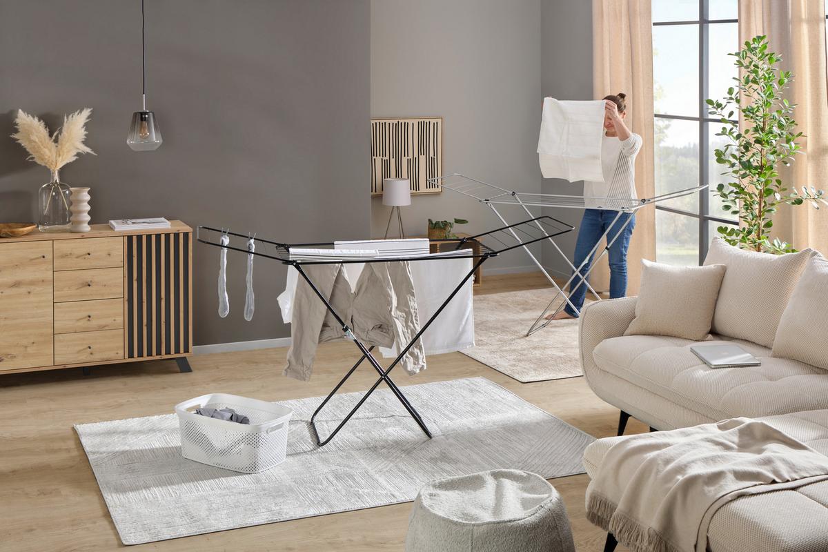 Ruhaszárító Állvány Baster - ezüstszínű, Basics, műanyag/fém (180cm) - Best Price