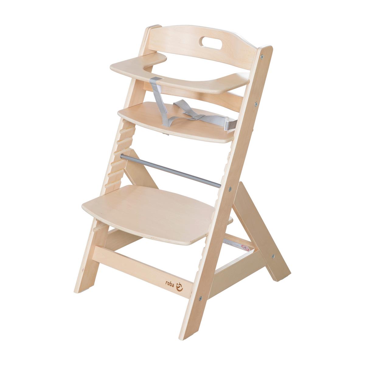 Hochstuhl höhenverstellbar natur lackiert - Naturfarben, MODERN, Holzwerkstoff/Textil (44,5/80/54cm) - Roba