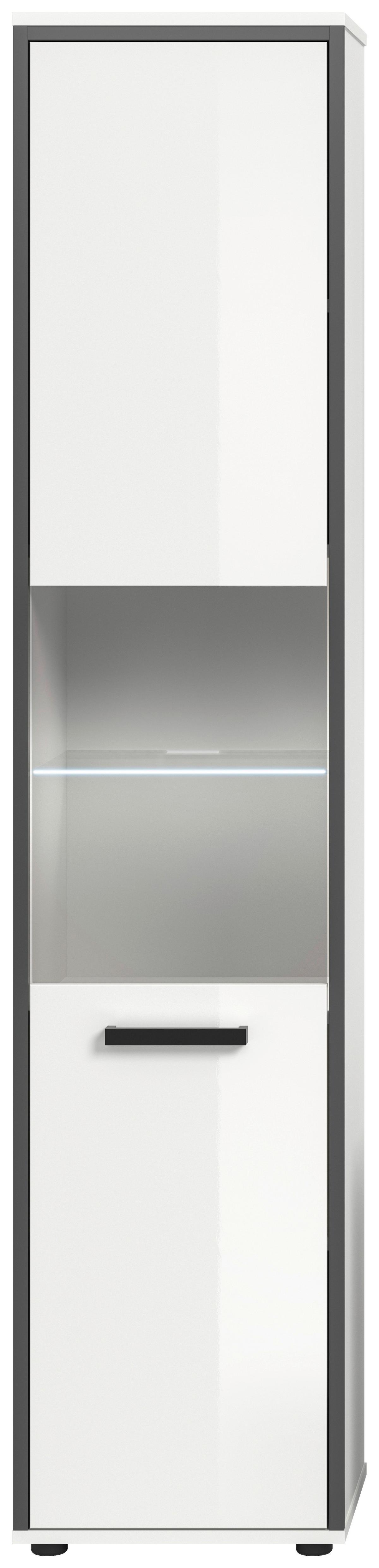 Hochschrank Kojak, Weiß Hochglanz B: 40 Cm - Weiß Hochglanz/Schwarz, MODERN, Holzwerkstoff (40/188/34cm) - MID.YOU