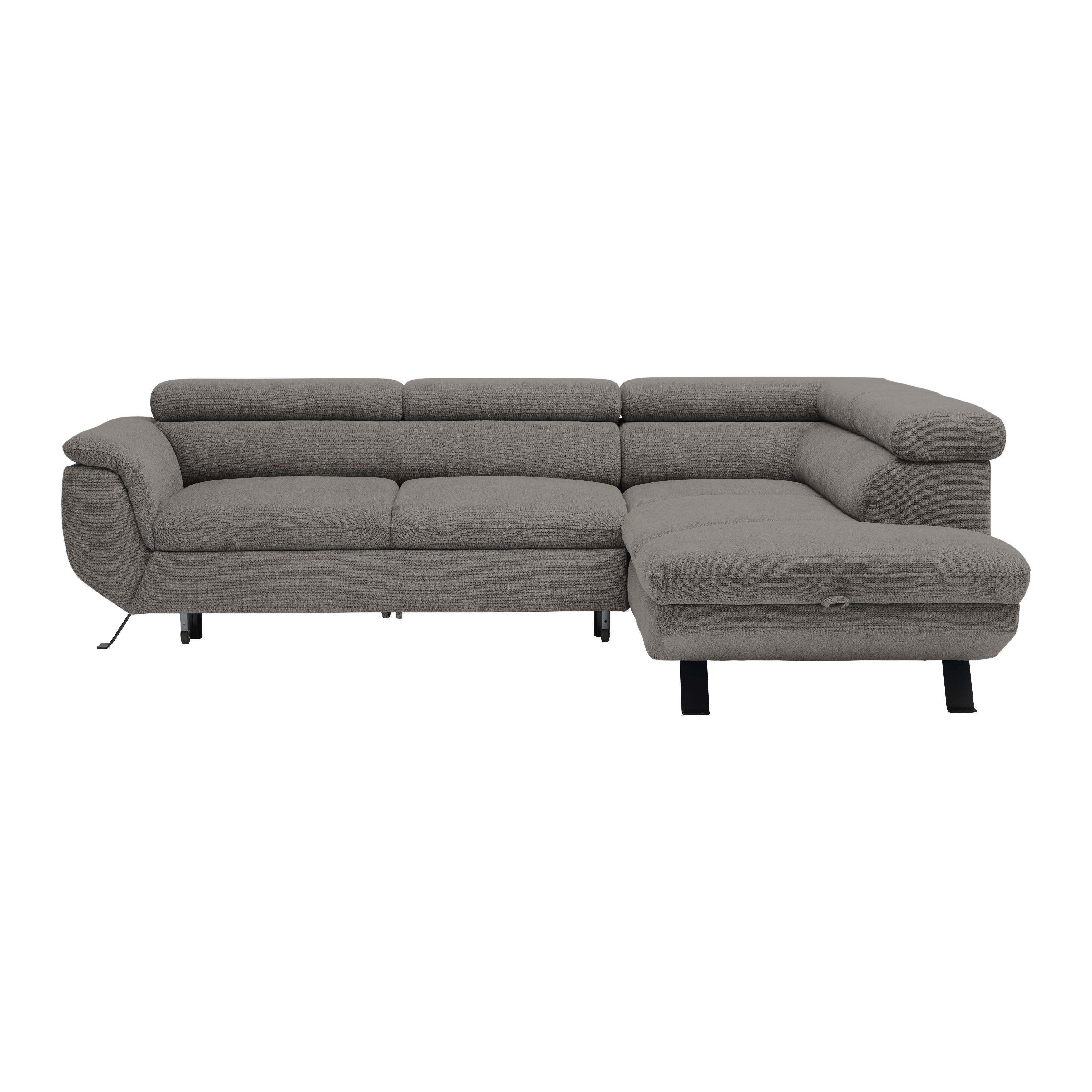 Rohová sedačka RAVEN, pravá, antracitová - čierna/antracitová, Modern, kov/textil (257/198cm) - Mömax