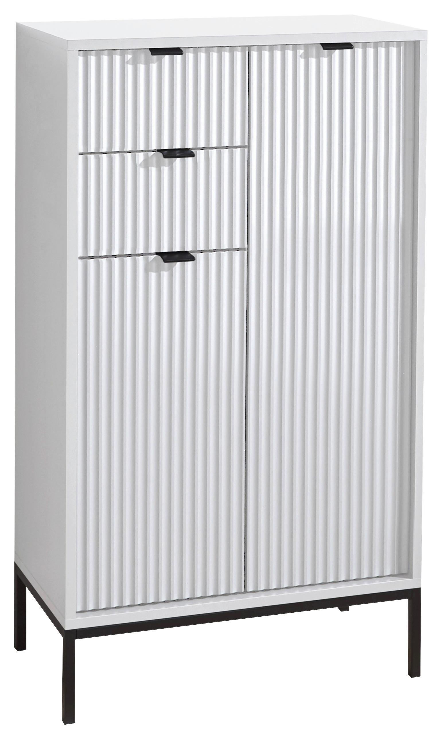 Vysoká komoda LUCERA biela matná - biela/antracitová, Modern, kov/plast (60/106/32cm) - MID.YOU
