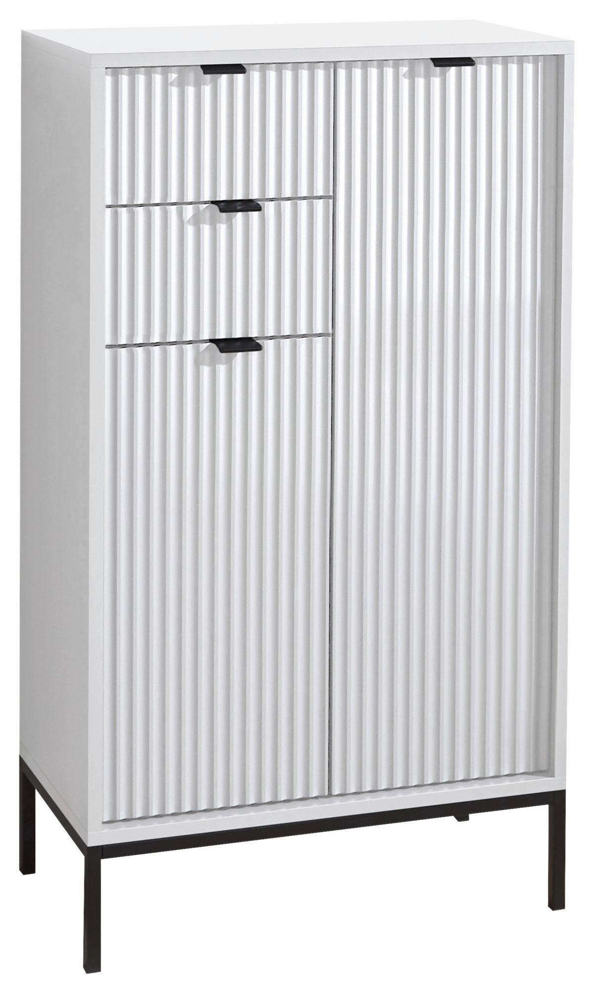Vysoká komoda LUCERA biela matná - biela/antracitová, Modern, kov/plast (60/106/32cm) - MID.YOU