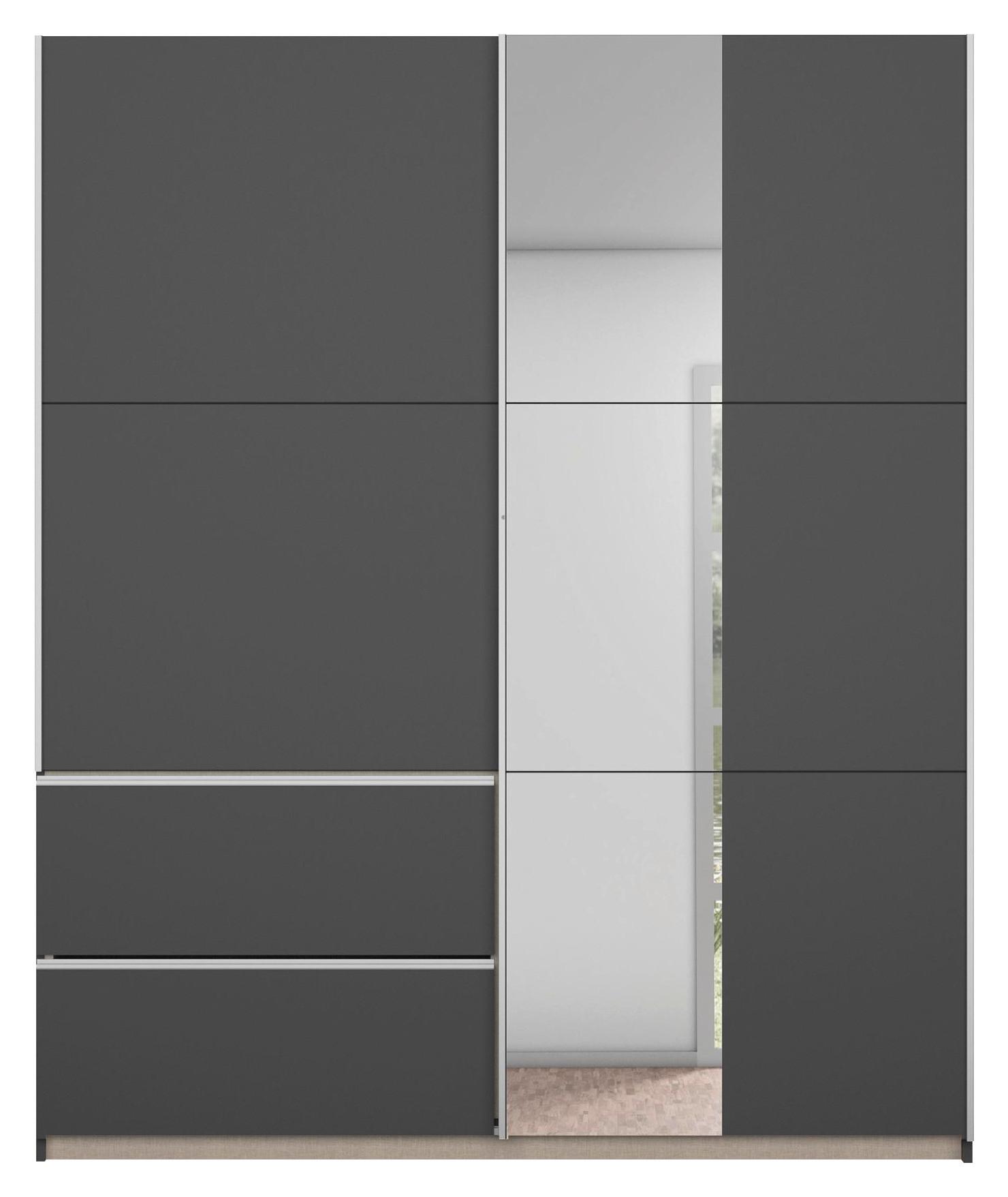 Šatní Skříň Se Zrcadlem Sevilla, Šedá 175cm - šedá/barvy hliníku, Konvenční, kov/kompozitní dřevo (175/210/59cm) - Modern Living