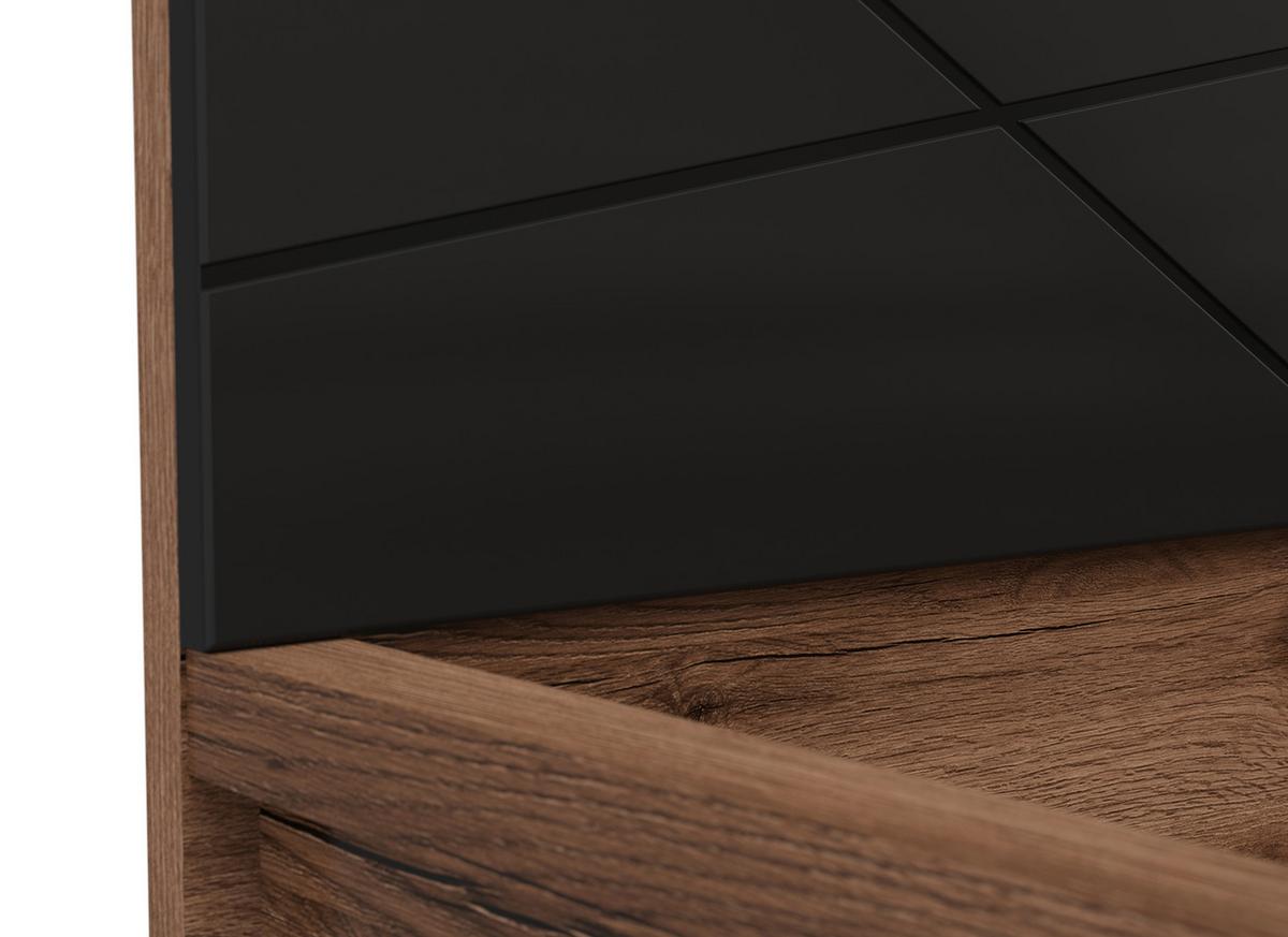 Bett Forn 160x200 cm Schwarz, Eichefarben - Eichefarben/Schwarz, MODERN, Holzwerkstoff (160/200cm) - MID.YOU