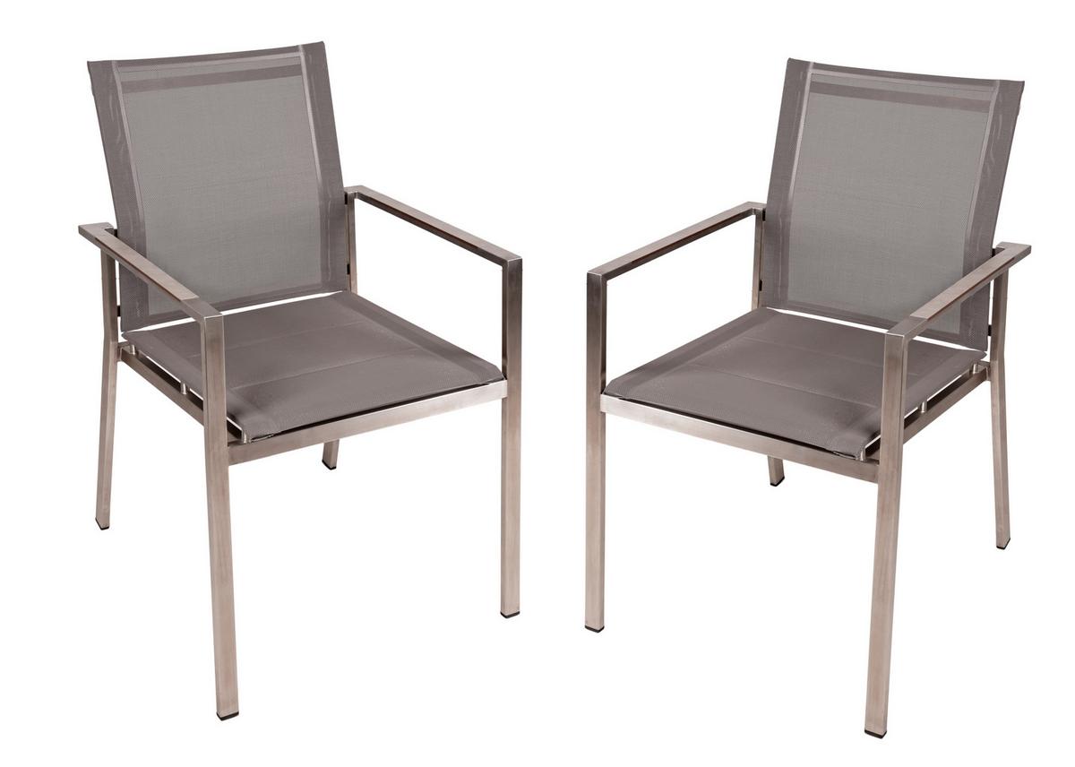 Stapelstuhl Sienna - Taupe/Silberfarben, Basics, Kunststoff/Metall (56/85/64cm) - Gardenson