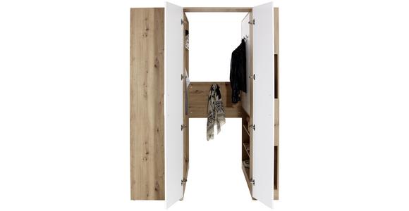 Eckschrank Begehbar mit Regal 150cm Box, Eiche Dekor/Weiß - Eichefarben/Weiß, MODERN, Holzwerkstoff (150/205/120cm) - Ondega